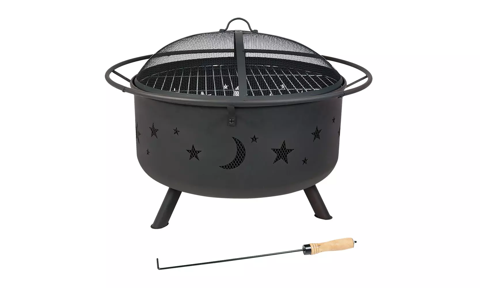 Sunnydaze Cosmic Fire Pit with Cooking Grill and Spark Screen - 30-Inch - Primary Image