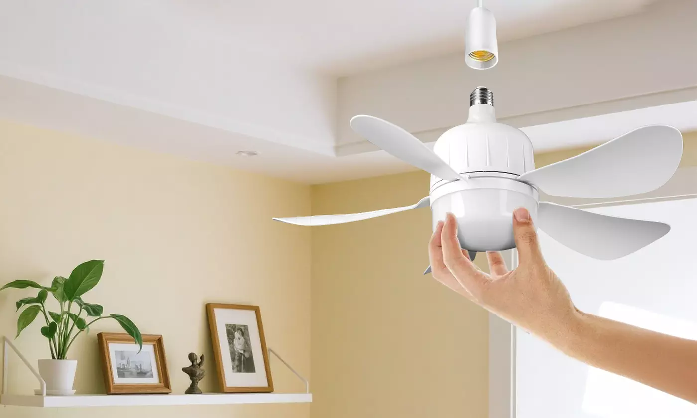 iMounTEK 2-in-1 Socket Ceiling Fan Light with Remote, Dimmable LED & Timer