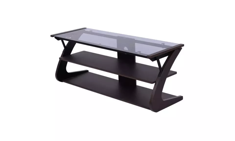 3-Tier Tempered Glass Top TV Stand Entertainment Center Media Console Furniture - Second Medium
