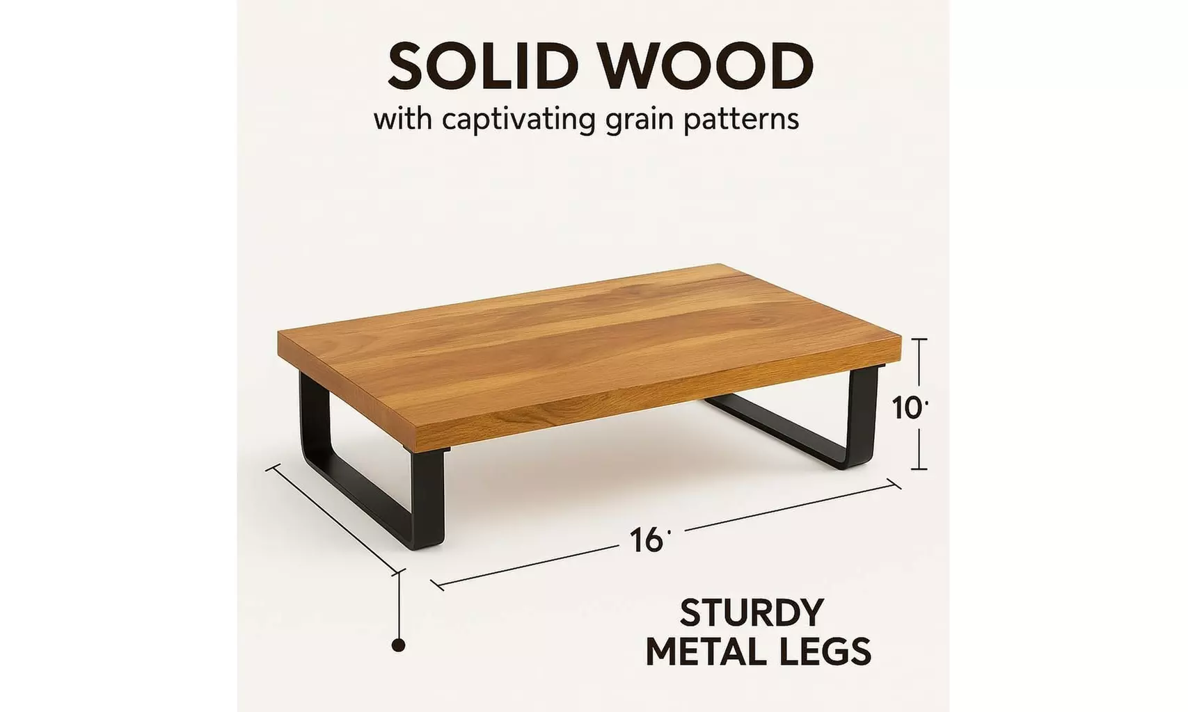 16 x 10 Serving Tray Acacia Wood Top with Matte Black Metal Frame