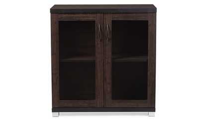 Zentra Dark Brown Sideboard Storage Cabinet with Glass Doors