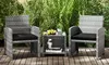 Costway 3-Piece Patio Furniture Set with Tempered Glass Coffee Table