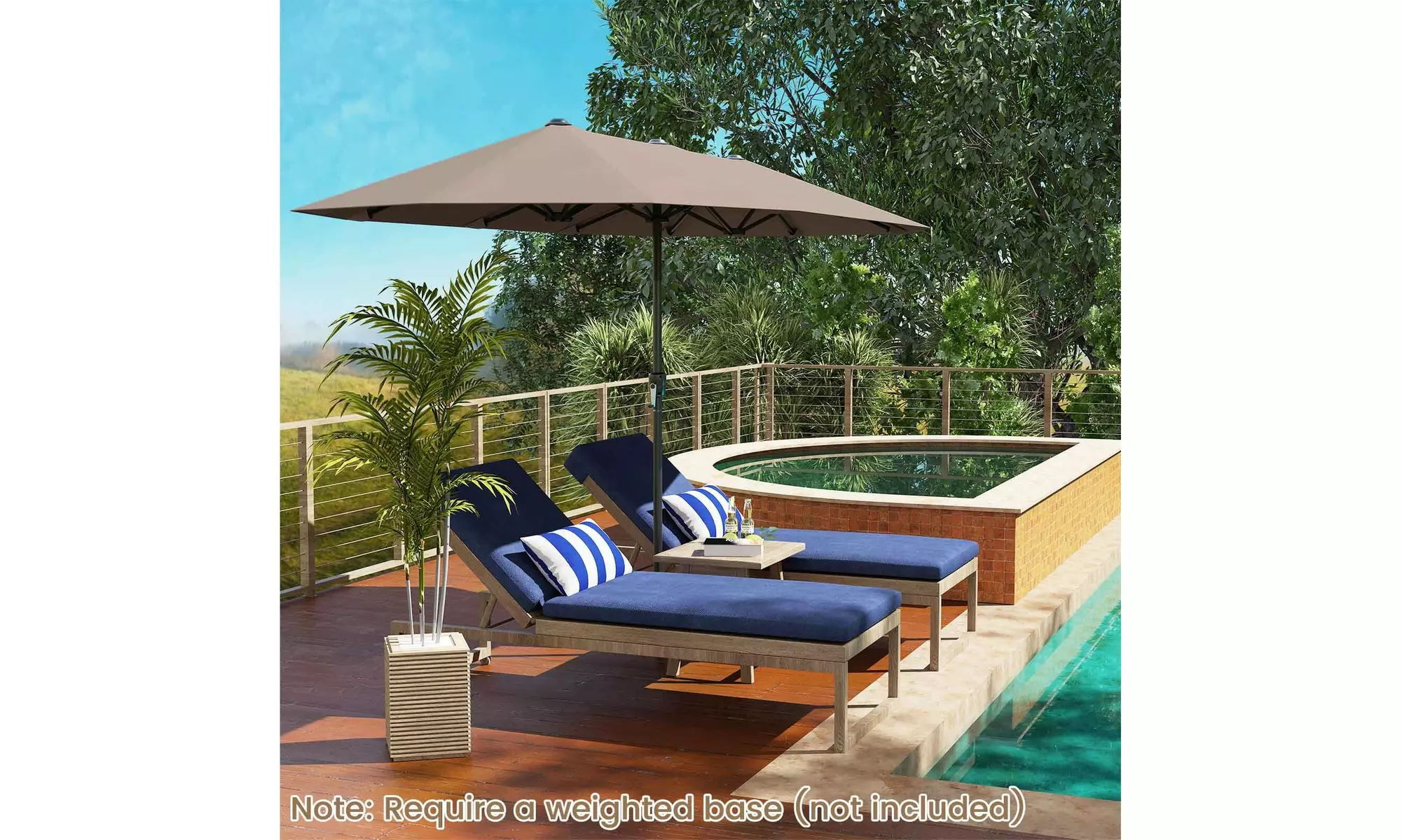 Costway 13ft Outdoor Double-Sided Table Umbrella with Optional LED Lights
