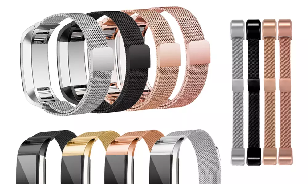 Fitbit Charge 2 Adjustable Magnetic Closure Milanese Loop Band - 2 Pack - Second Medium