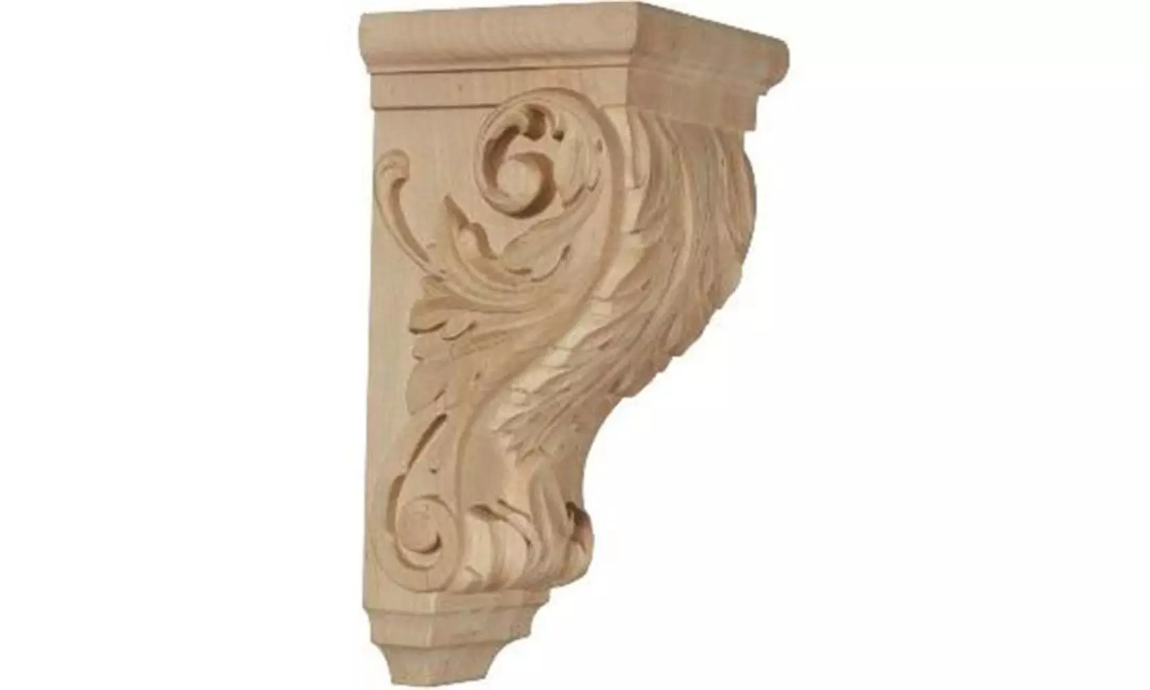 Ekena Millwork CORW05X05X10ACRO Medium Acanthus Wood Corbel, Red Oak - Second Medium