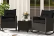 Costway 3 PCS Patio Wicker Rocking Set with Tempered Glass Table & Soft Cushions - Second Medium