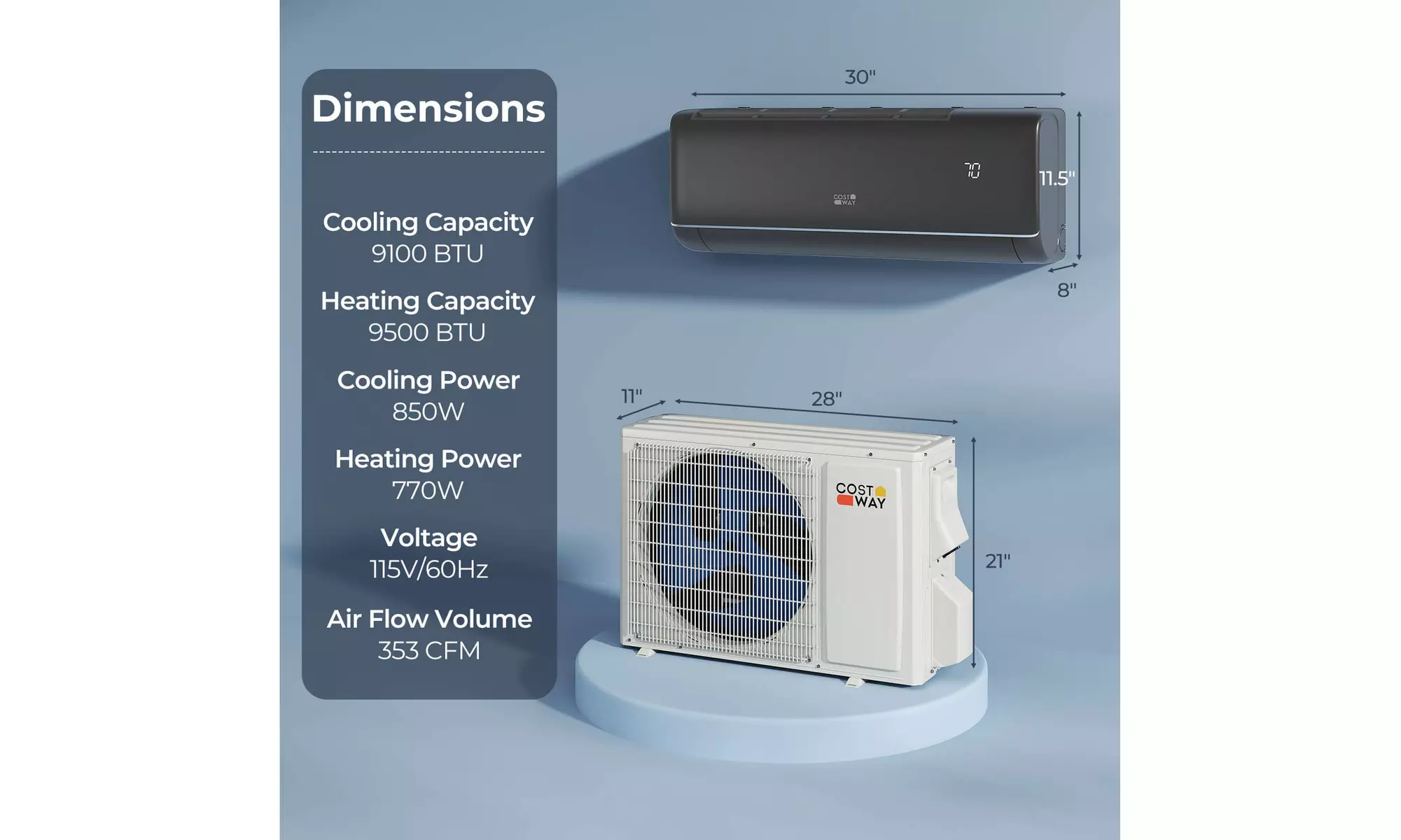 Costway Wifi Enabled Mini Split AC 20.5/22 SEER2 115V Inverter Air Conditioner