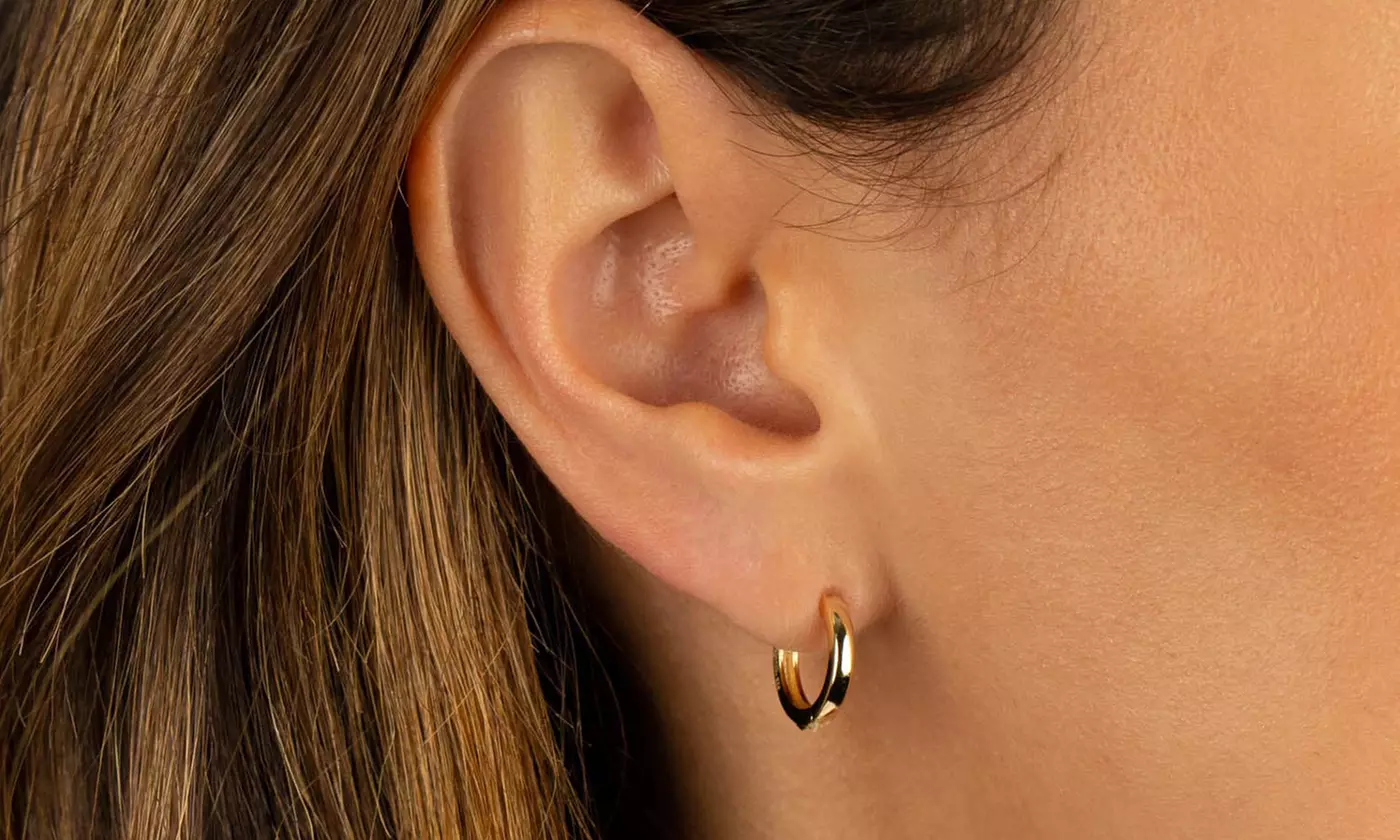 14K Gold Plated Wide Rounded Hollow Hoop Earring