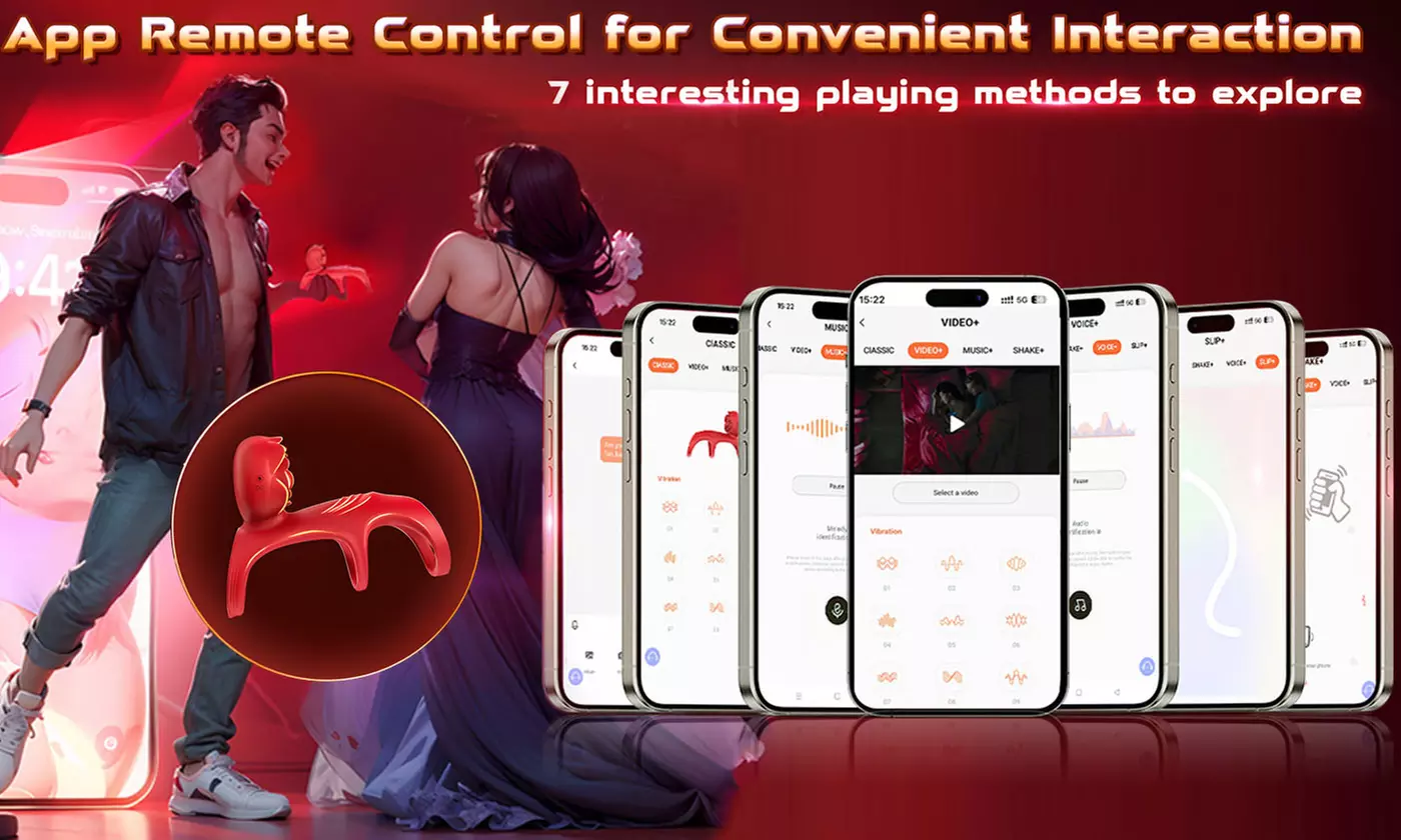 APP Remote Control Vibrating C-Ring Rose Clitoral G Spot Vibrator