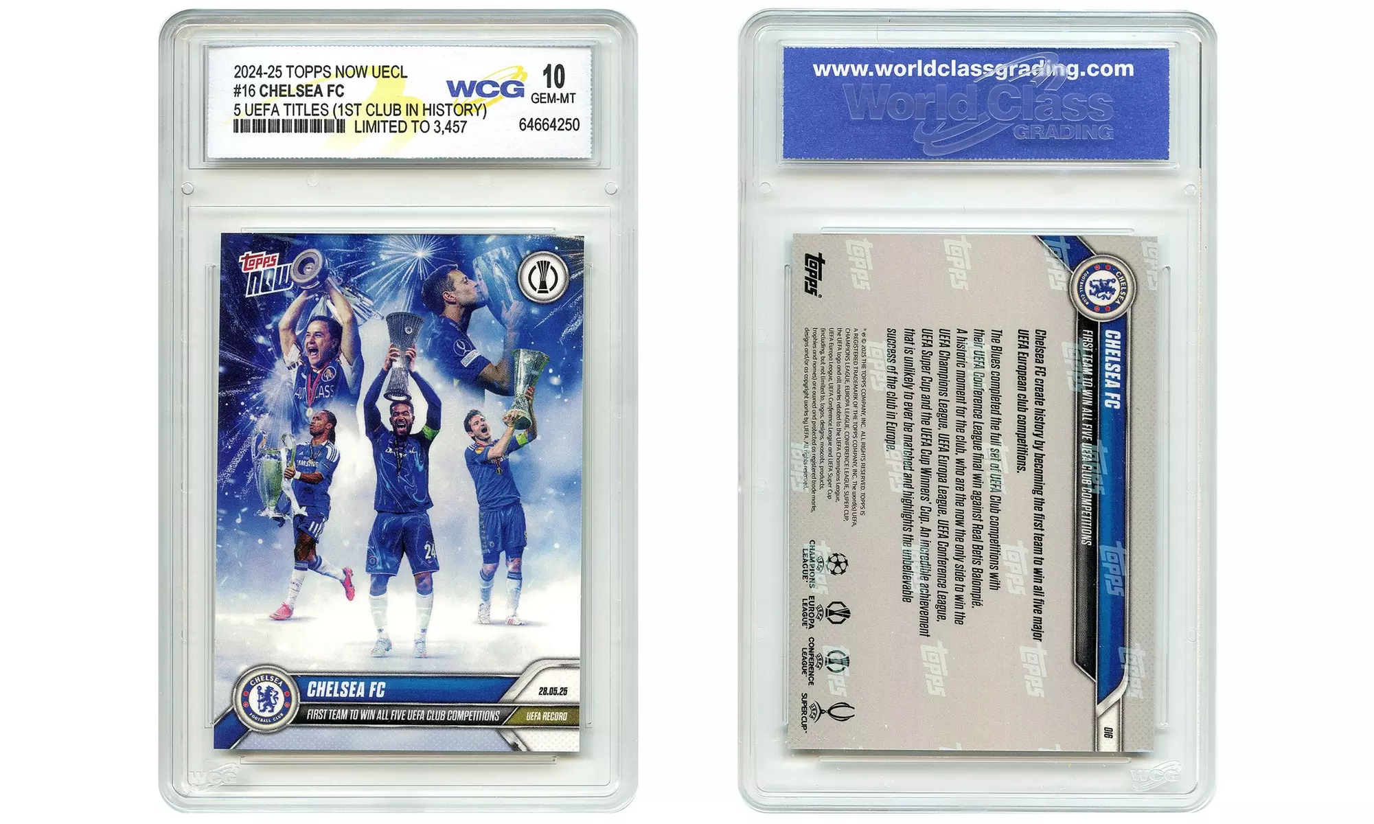 Topps 2025 UECL Card #16 Soccer "1st in History" Chelsea FC -5 UEFA Titles -GM10
