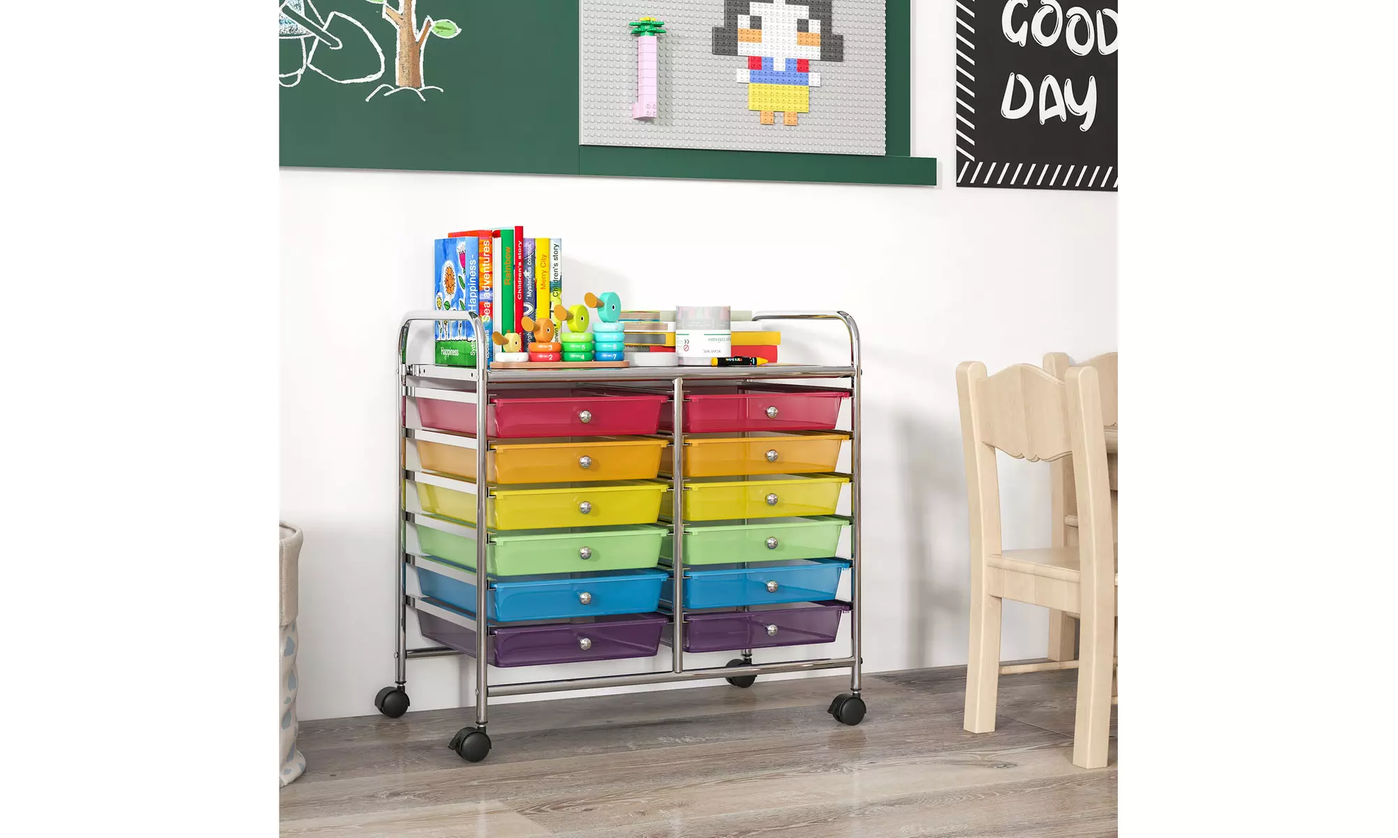 Costway 12 Drawers Rolling Cart Storage Scrapbook Paper Studio Organizer Bins