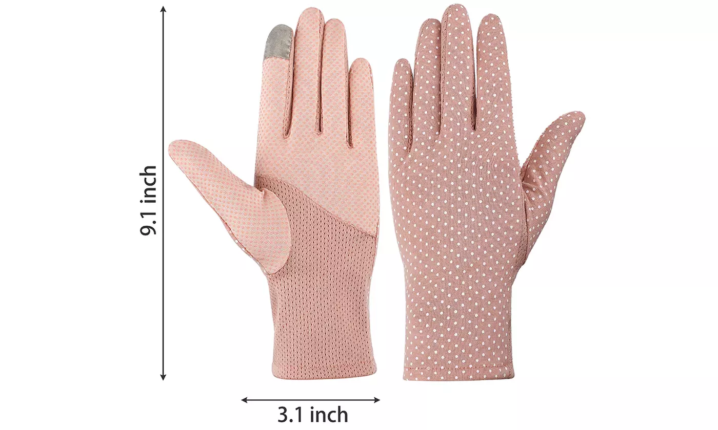2 Pairs Women UV Protection Sunblock Gloves Touchscreen Summer Driving Gloves