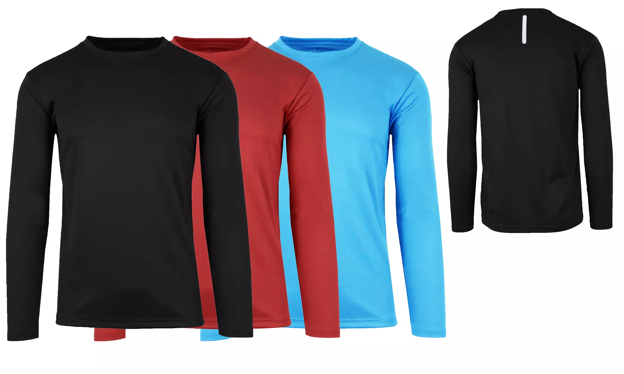 3-Pack Men's Long Sleeve Moisture-Wicking Performance Crew Neck Tee (S-2XL)
