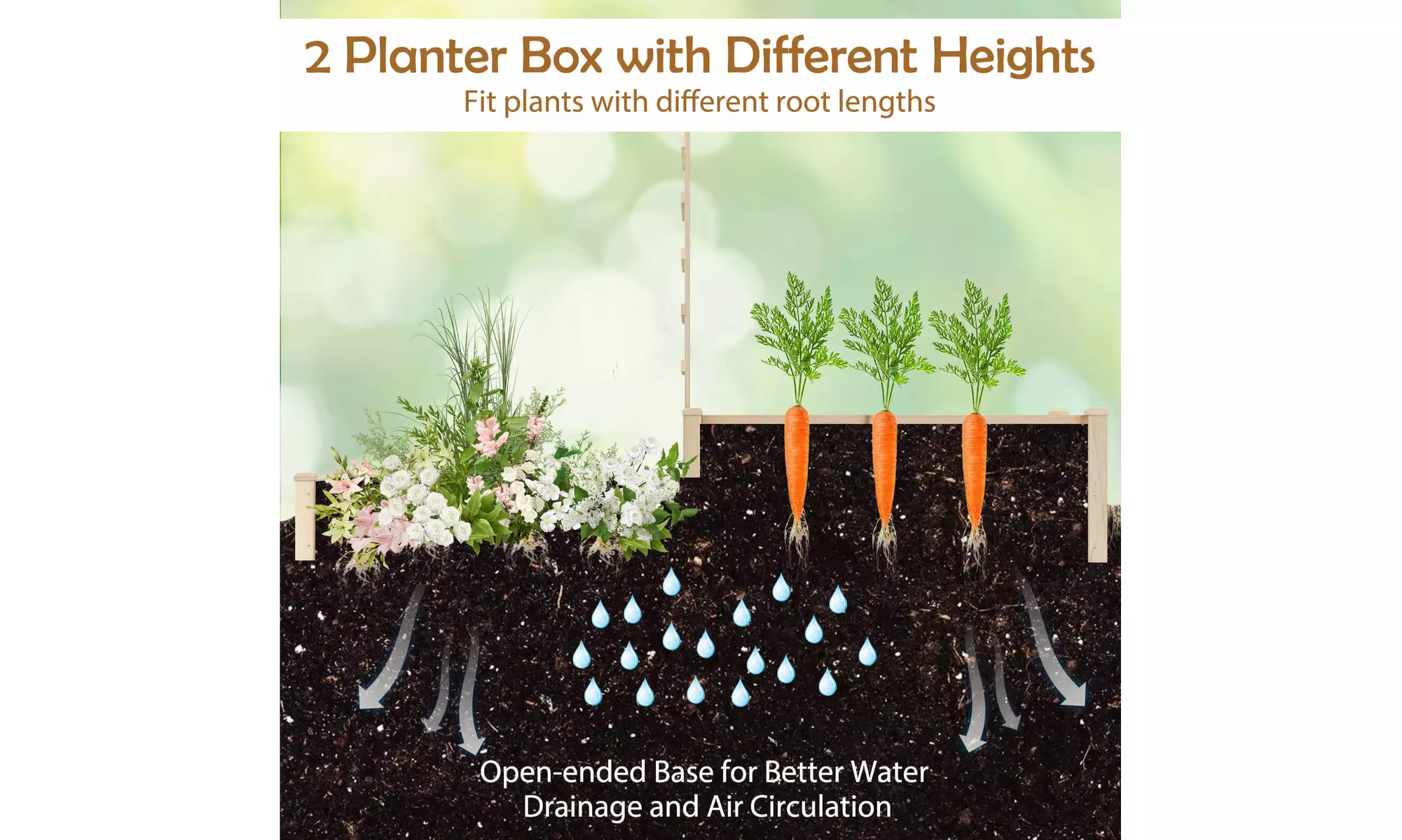 Costway Raised Garden Bed with Trellis 2 Planter Boxes Open-ended Base