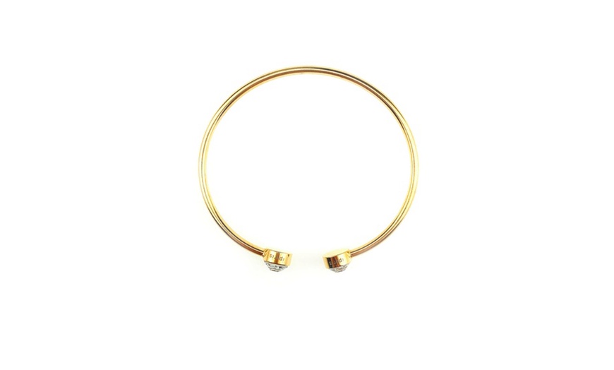Image 1: 2 Ct Round White Sapphire Stackable Bangle Bracelet In 14k Gold