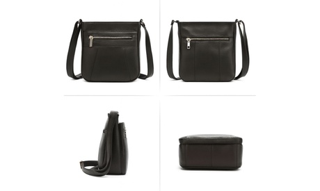 Womens Luxury Genuine Leather Crossbody Bag with Adjustable Strap Navy