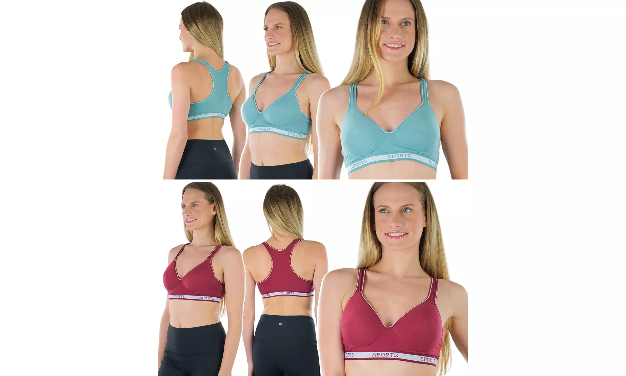 (6-Pack) Women's Random Assorted Print Sports Bras - Assorted