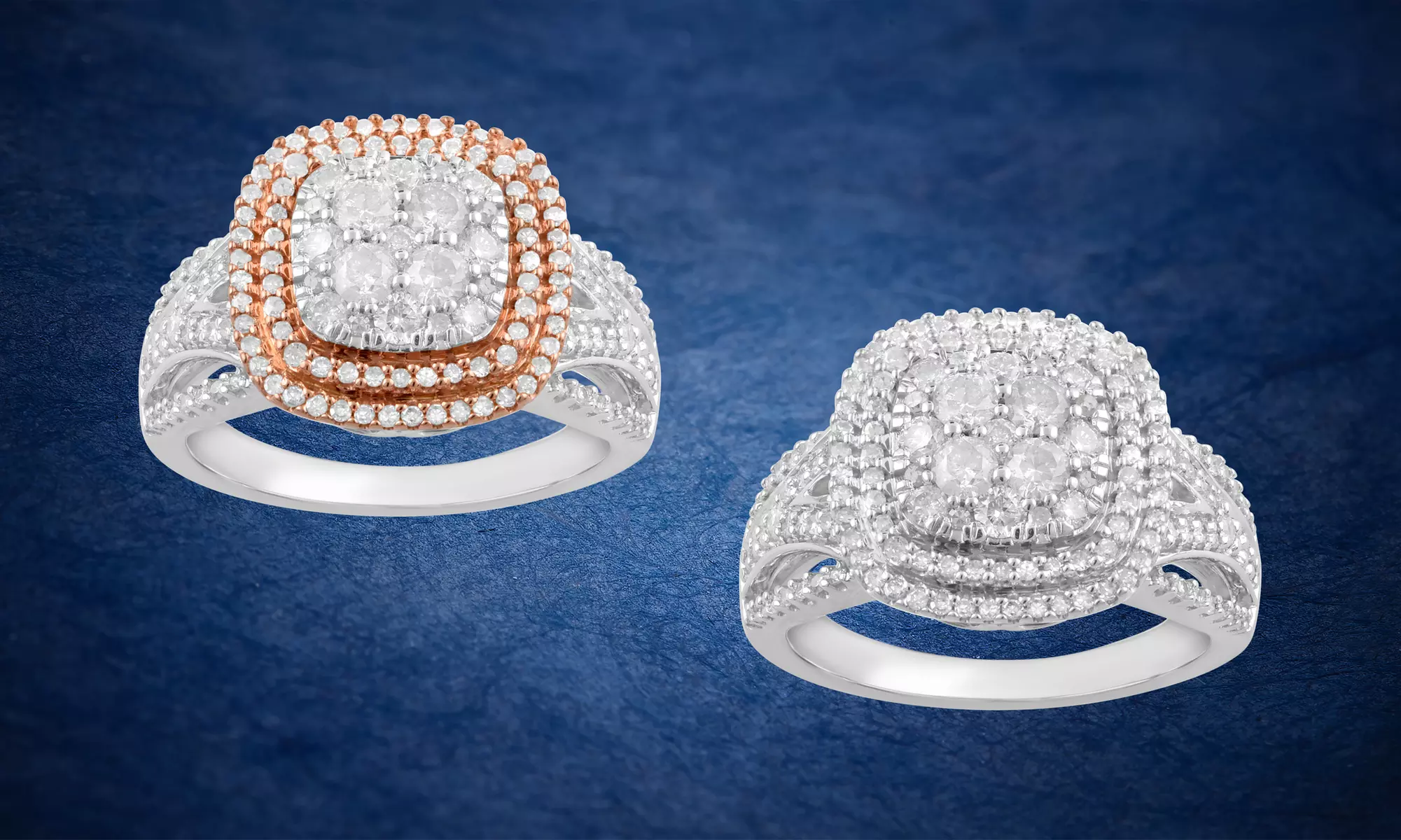 1.0 Cttw. Diamond Cushion Cluster Halo Ring In 10K Gold by Brilliant Diamond