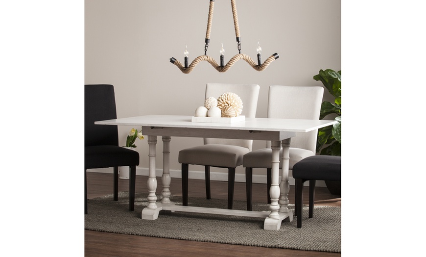 farmhouse folding trestle console to dining table