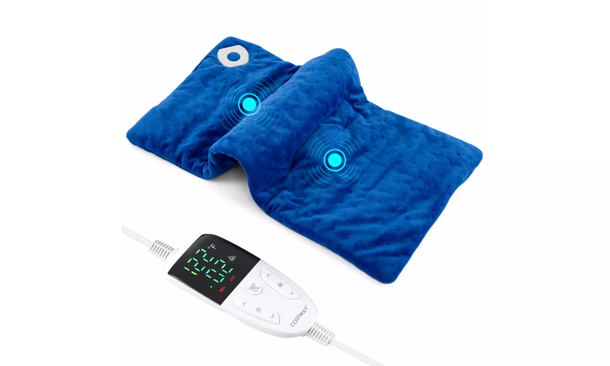Costway Weighted Heating Pad: 2 Massagers, 5 Heat/Vibration Levels
