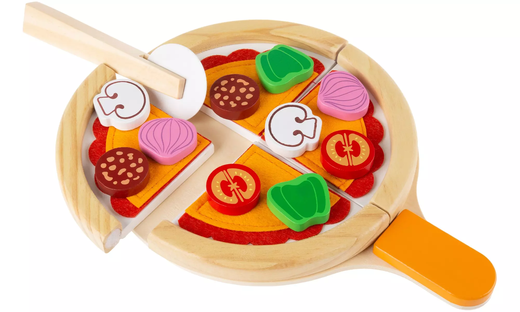 Hey! Play! Wooden Pretend Play Pizza Set (20-Piece) - Image 5