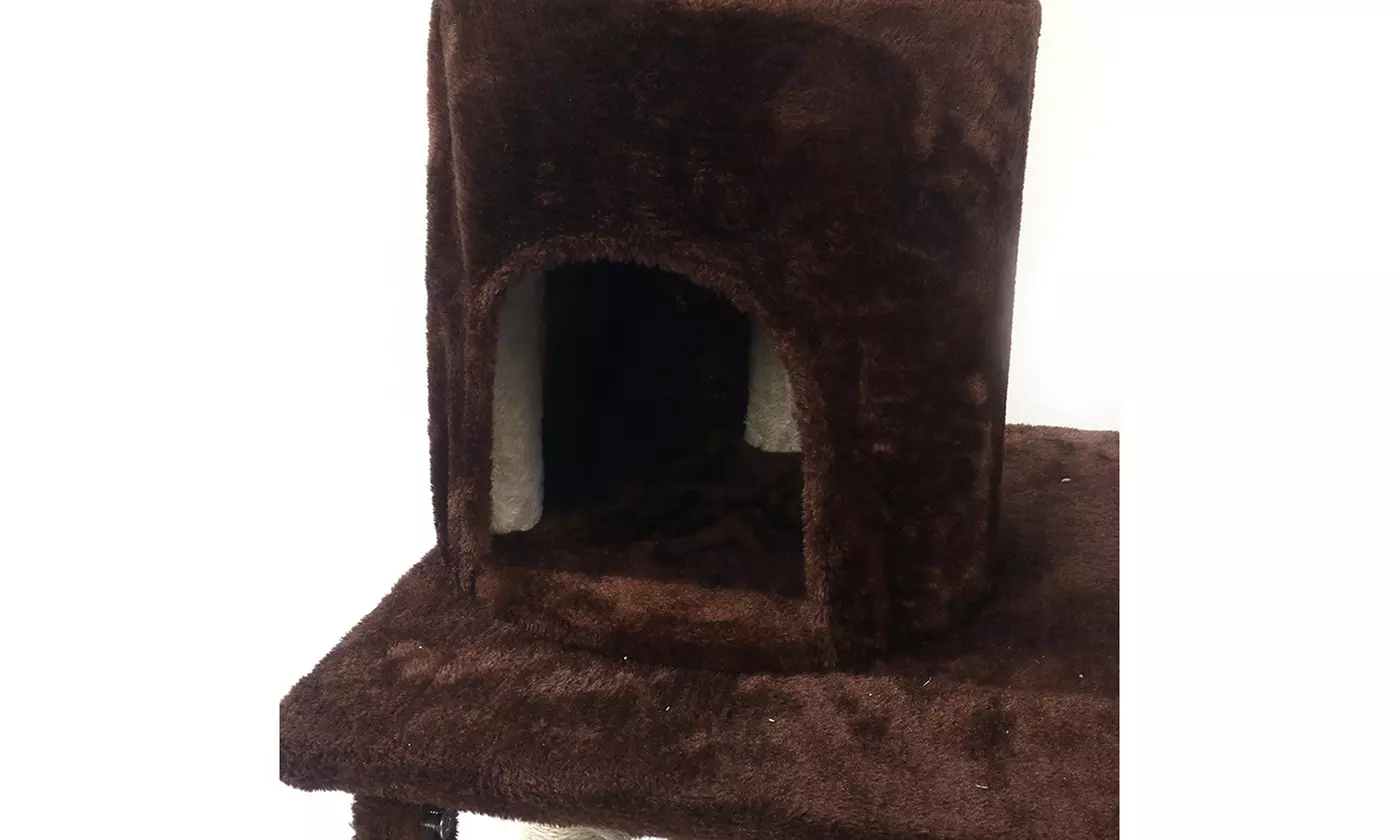 62" Upgrades Cat Furniture Activity Cat Trees Tower Kitty City Pet Club Brown - Second Medium