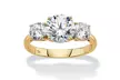 3 Cttw. Solid 10k Yellow Gold Round Cubic Zirconia 3-Stone Engagement Ring - Second Medium