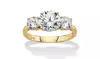 3 Cttw. Solid 10k Yellow Gold Round Cubic Zirconia 3-Stone Engagement Ring