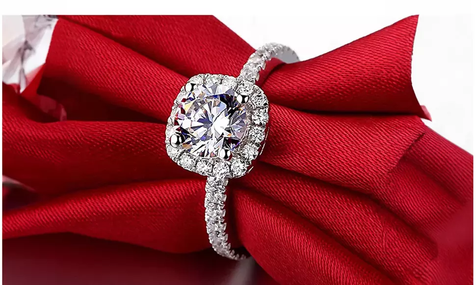 Sterling Silver 925 Cushion Cut Cubic Zirconia 3.5CT CZ Band Ring