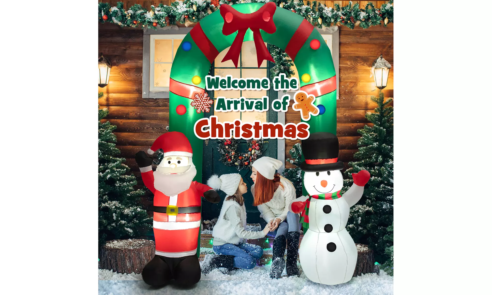 Costway Christmas Inflatable Snowman Penguin or Archway w/ Santa Claus & Snowman