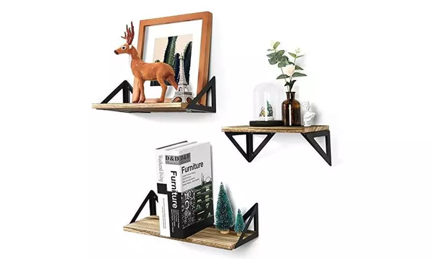 3Pcs Floating Wood Wall Shelves - Second Medium