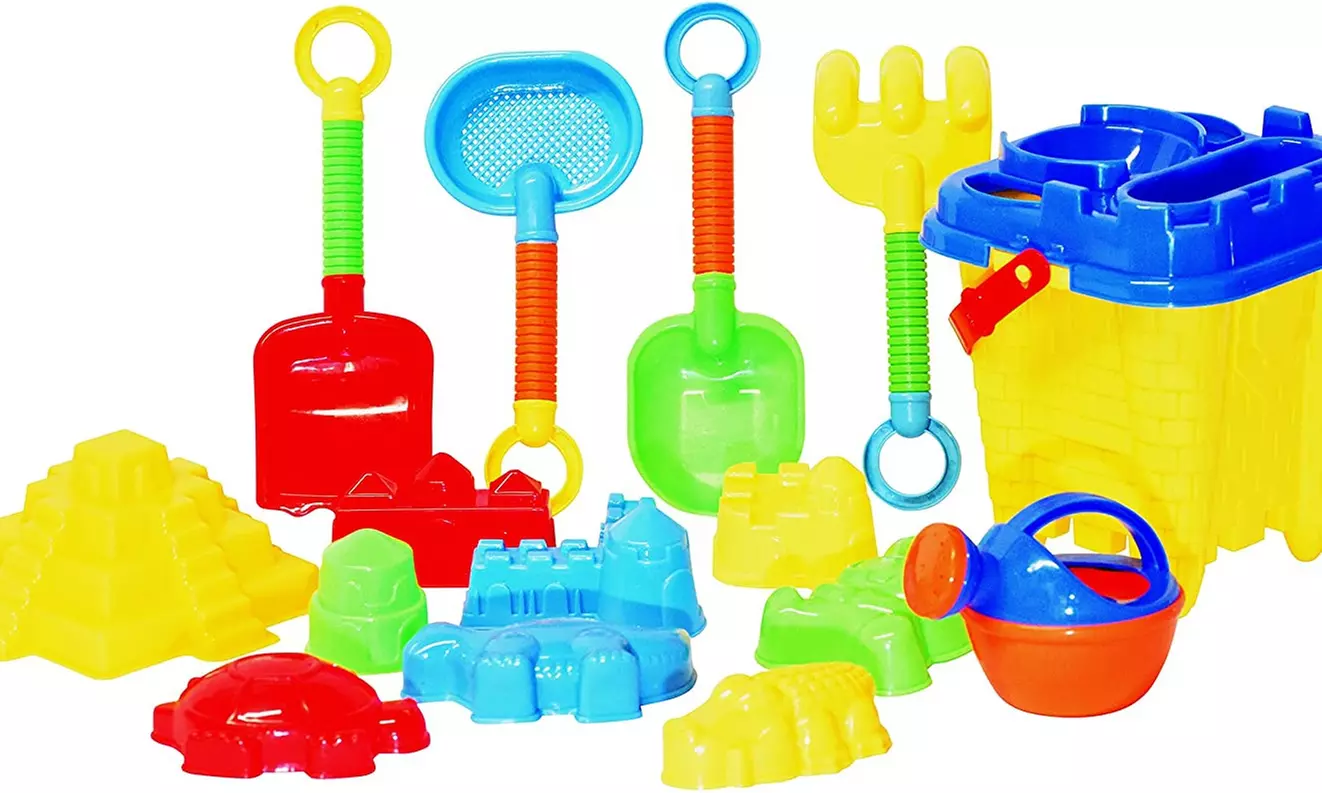 Kids Summer Beach Fun Activity Play Kit 16 Piece Toy Set w/ Reusable Mesh Bag - Primary Image
