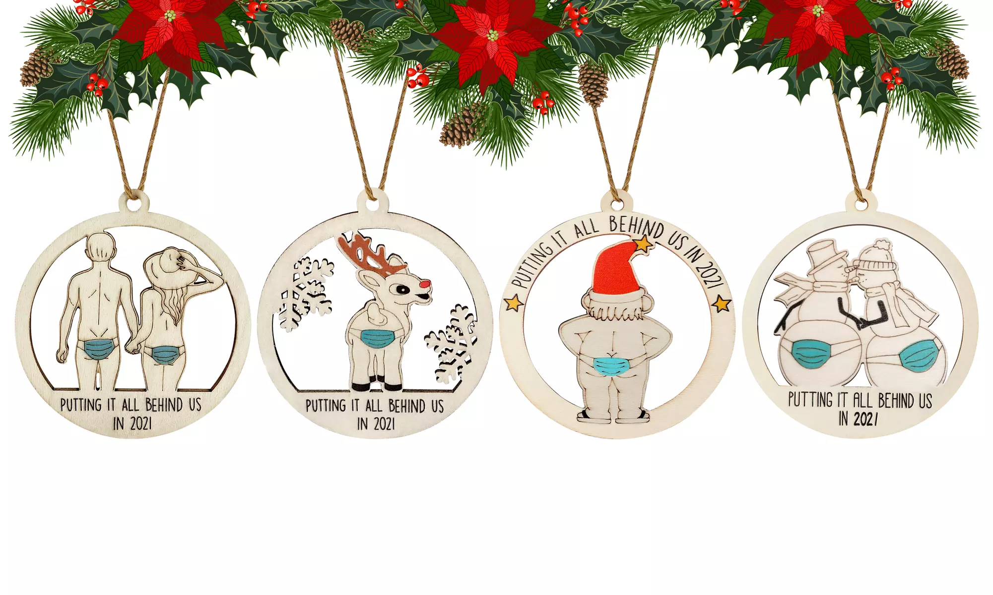 2021-Themed Christmas Tree Ornaments "Putting It All Behind Us" - Primary Image