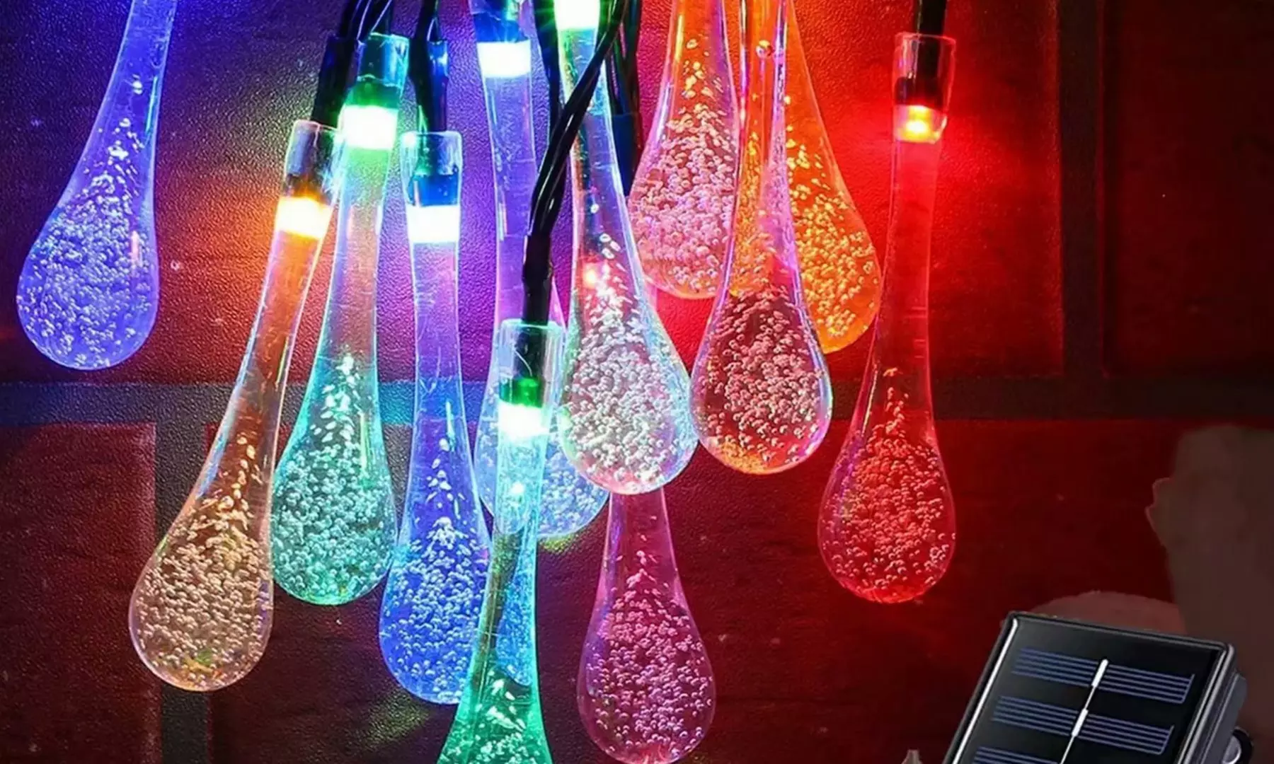 Outdoor Solar String Lights 30 Led Water Drop Solar Lights Fairy Crystal Lights