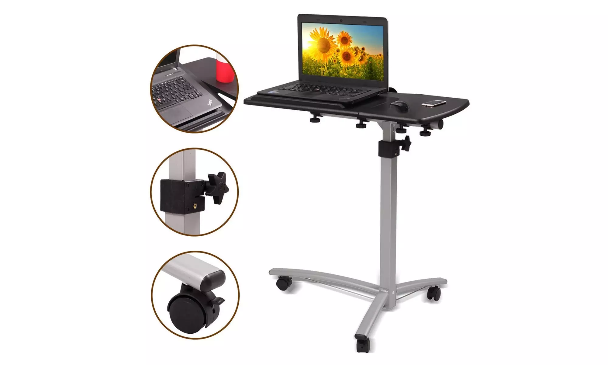 Adjustable Computer Desk Mobile Laptop Desk for Bed Sofa Black - Primary Image