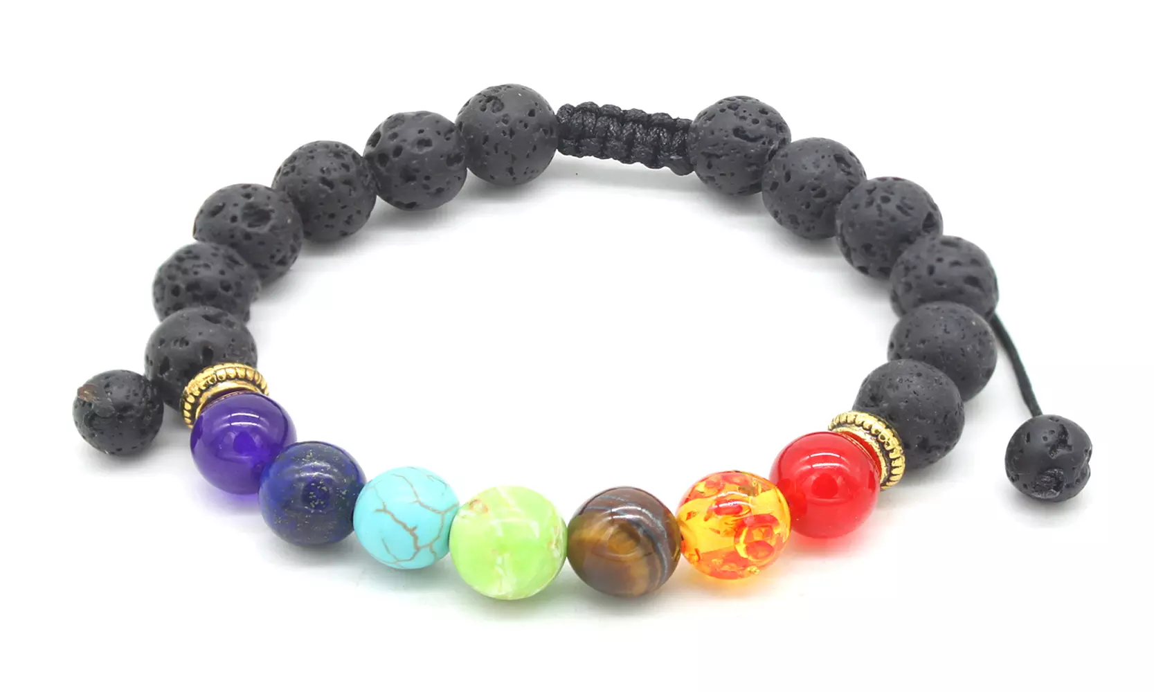 Adjustable 7 Chakra Healing Lava Stone Bead Bracelet and diffuser