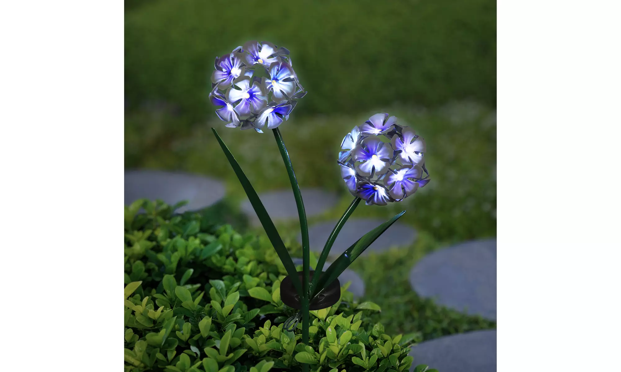 Exhart Solar Double Hydrangea Metal Garden Stake with Thirty-Four LED lights - Primary Image