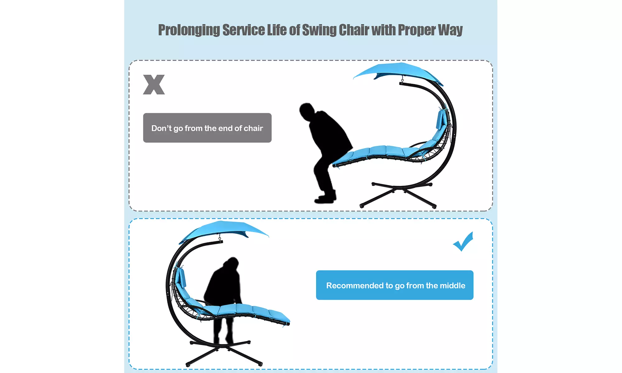 Costway Hanging Swing Chair Hammock Chair w/ Pillow Canopy Stand 3 colors