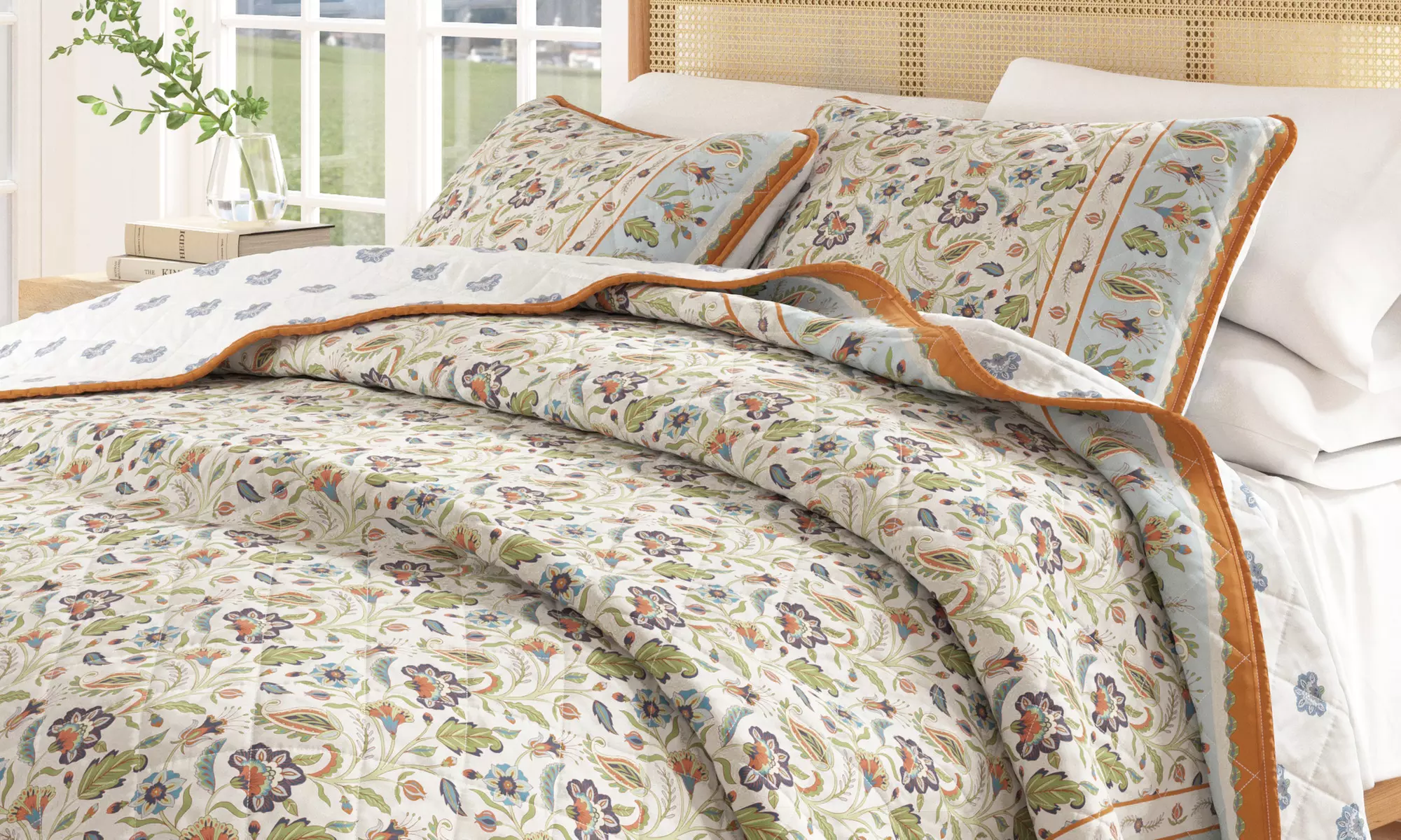 Reversible Floral Cotton Quilt Set (2- or 3-Piece)