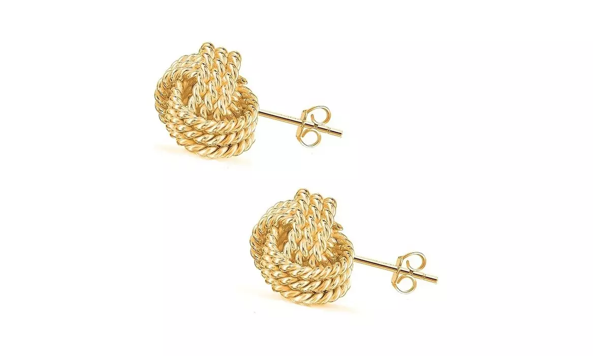 Italian Made 925 Sterling Silver Twist Love Knot Stud Earrings