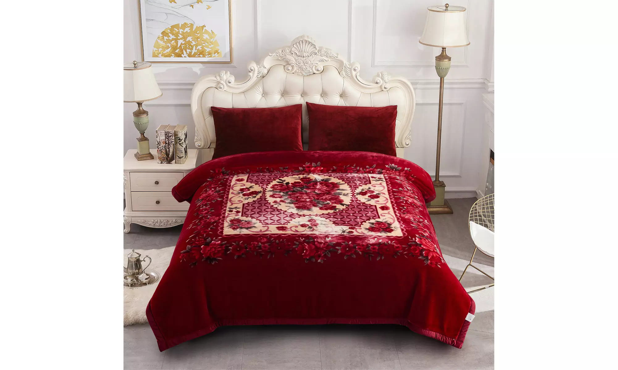 JML Heavy Fleece Blanket,2 Ply Printed Bed Blanket For King Size,85"x93",10Lb