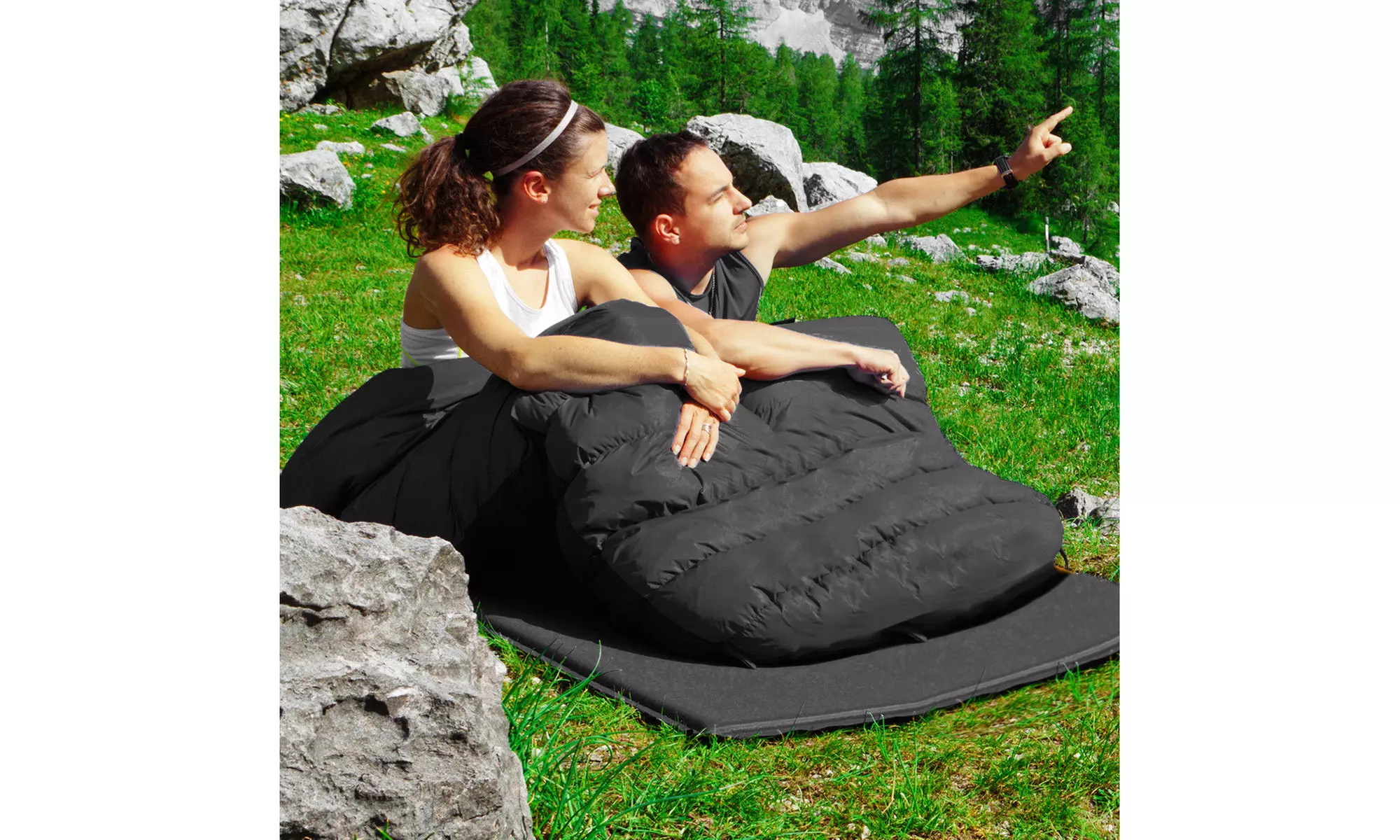 Goplus  Double 2 Person Sleeping Bag Waterproof w/ 2 Pillows Camping 