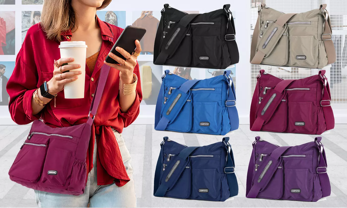 Women Nylon Waterproof Multi Pockets Crossbody Messenger Shoulder Bag