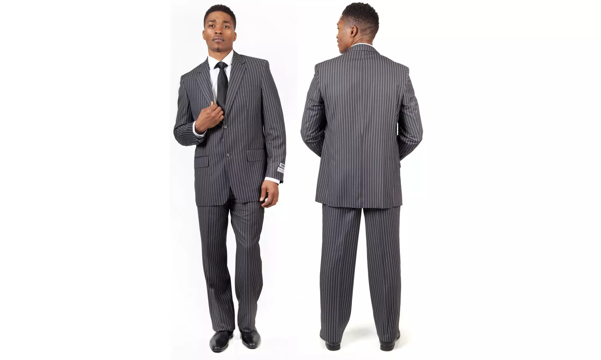Regular fit dark grey suit with stripe pattern - Primary Image