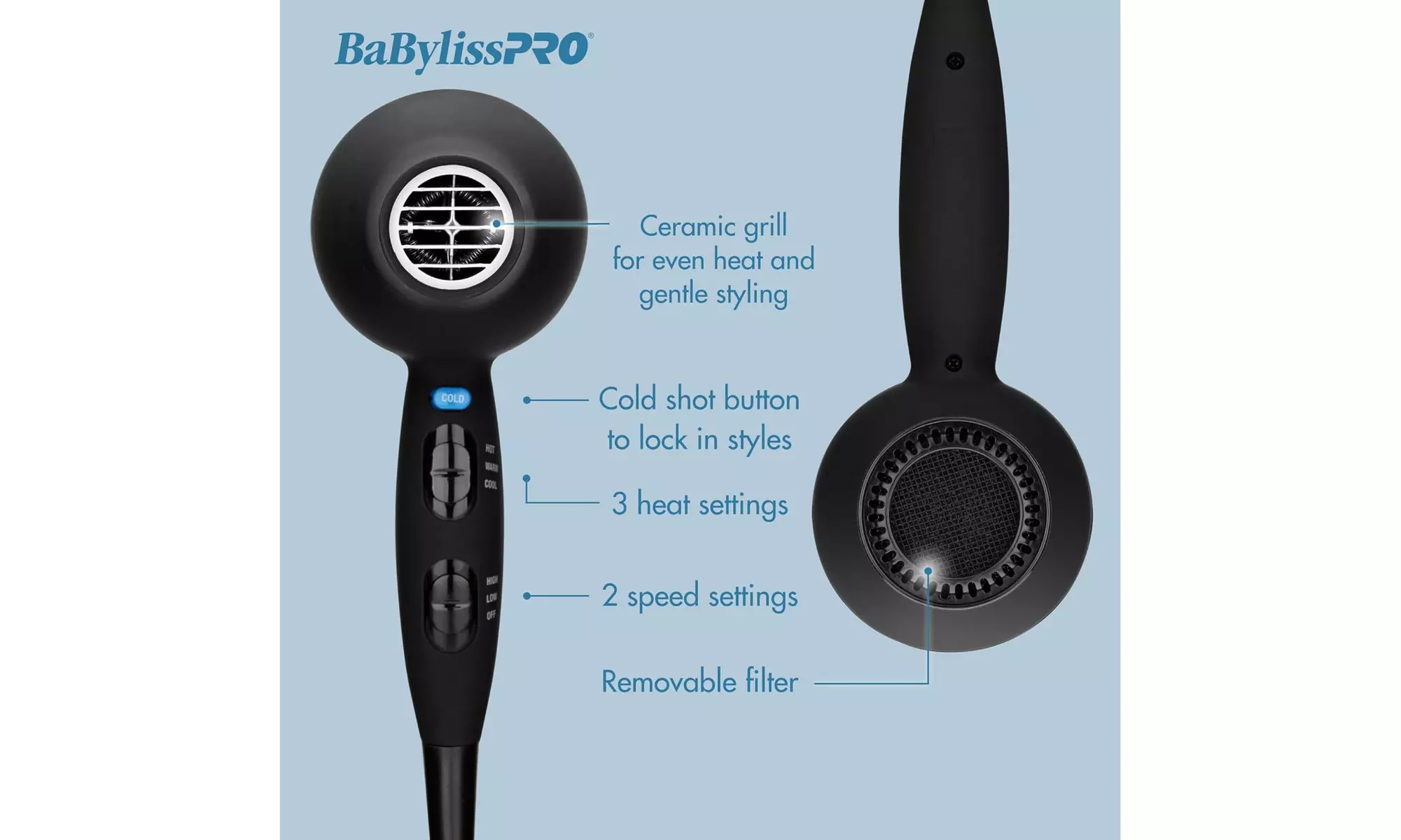 BaBylissPRO Ceramix Xtreme 2000-watt lightweight Professional Hair Dryer