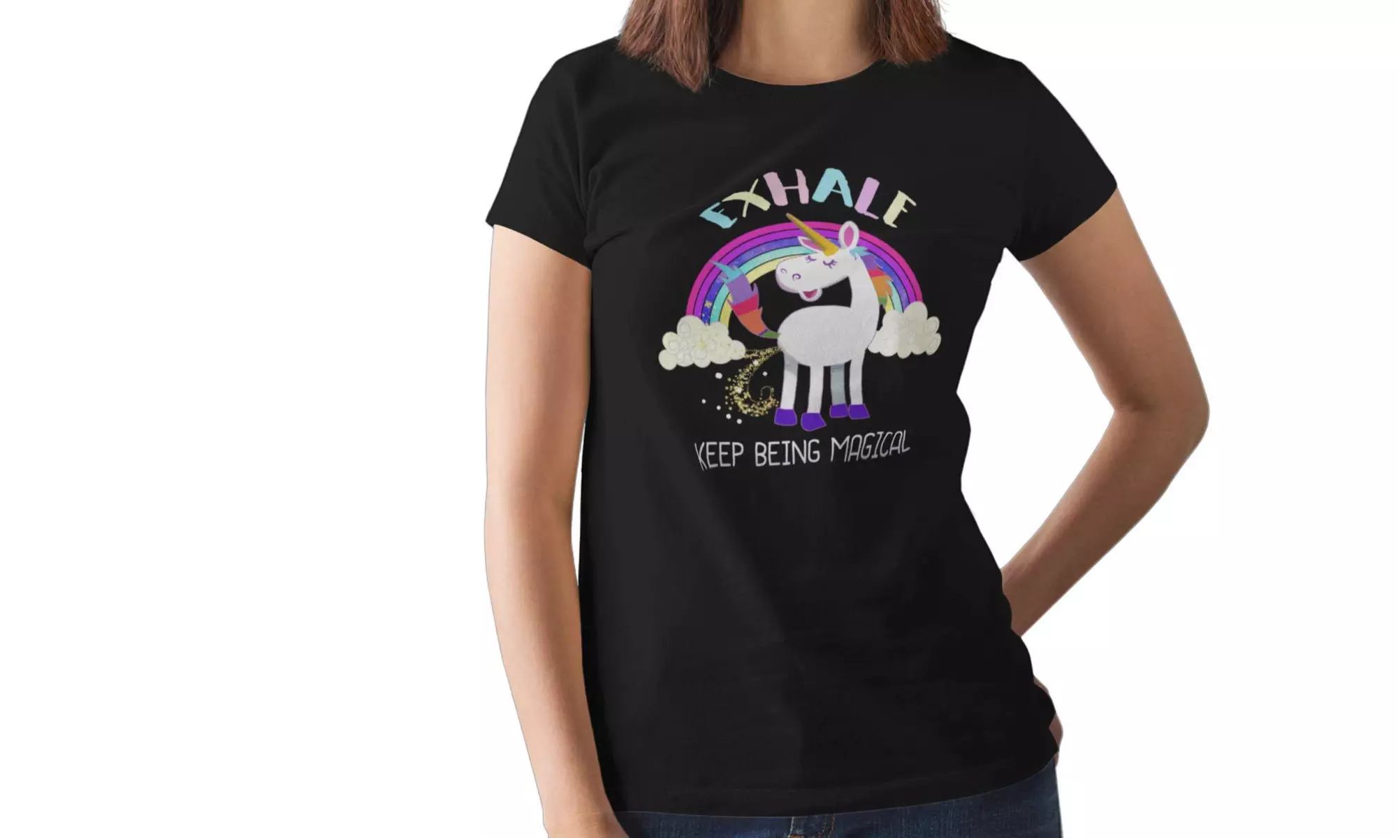 Funny Exhale Keep Being Magical Unicorn T-Shirt - Primary Image