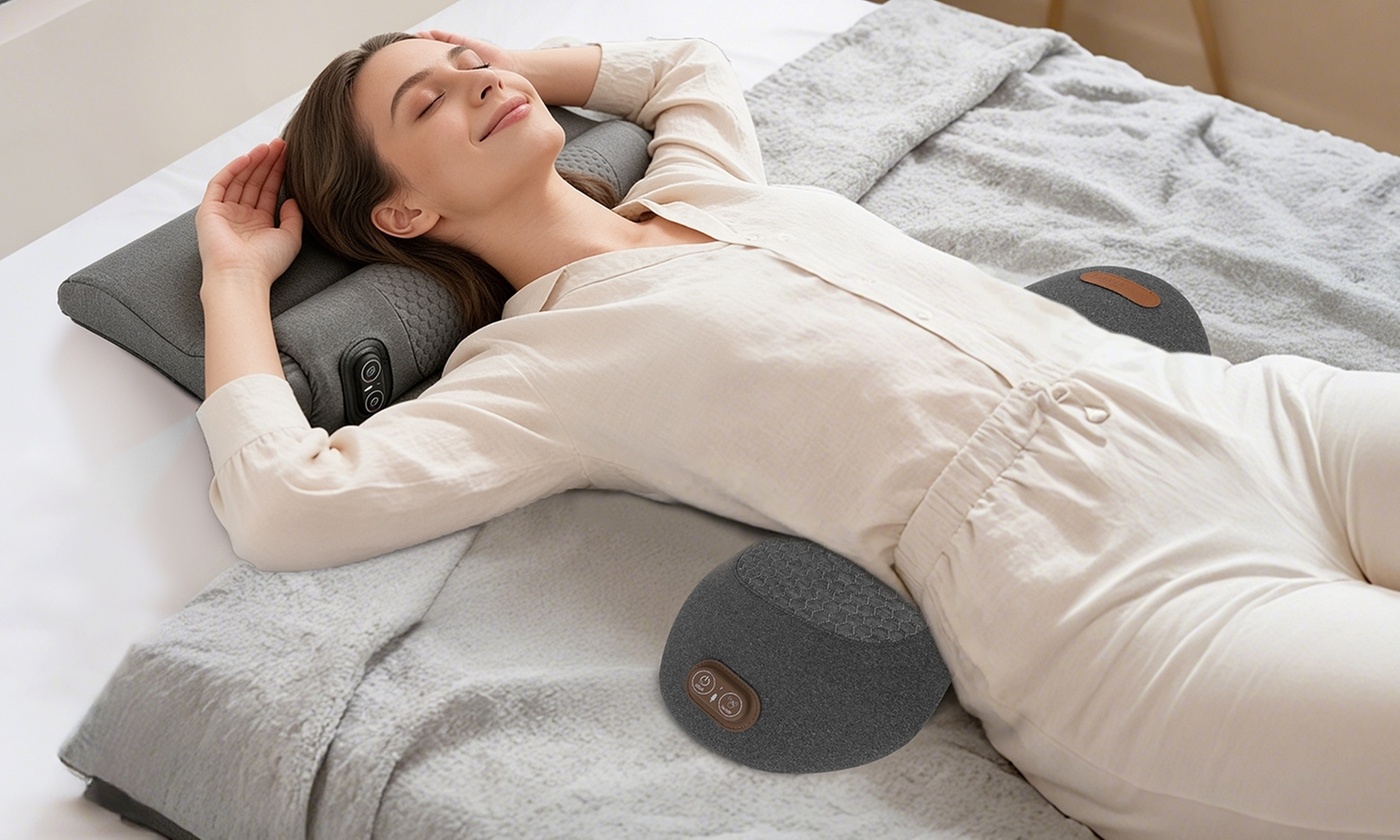 Massage Heated Neck & Lumbar Support Pillow Set
