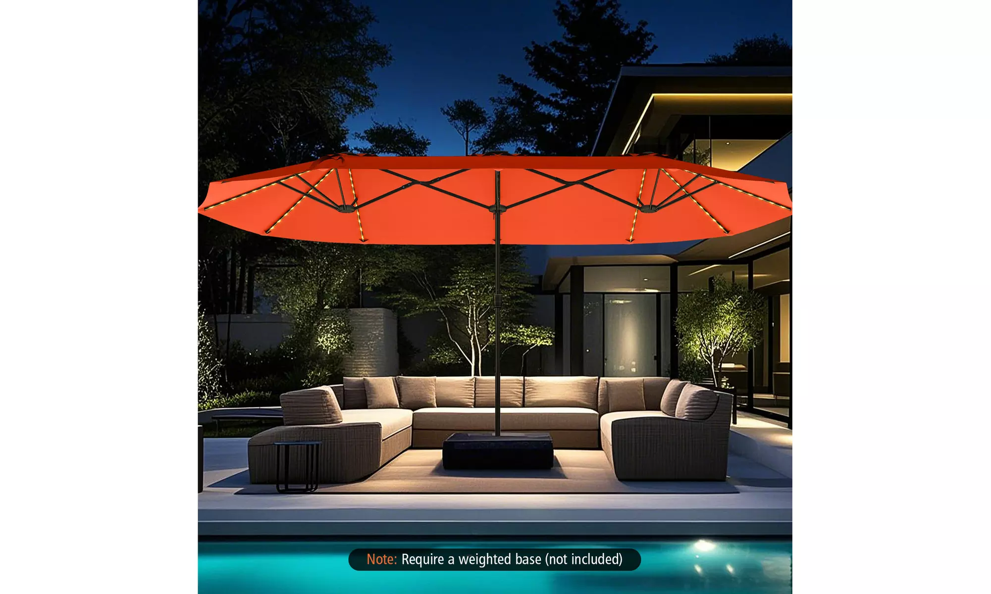 Costway 15.5 FT Extra-Large Patio Umbrella with LED Solar Lights