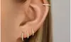 925 Sterling Silver Huggie Hoop Earrings with Crystal Pave