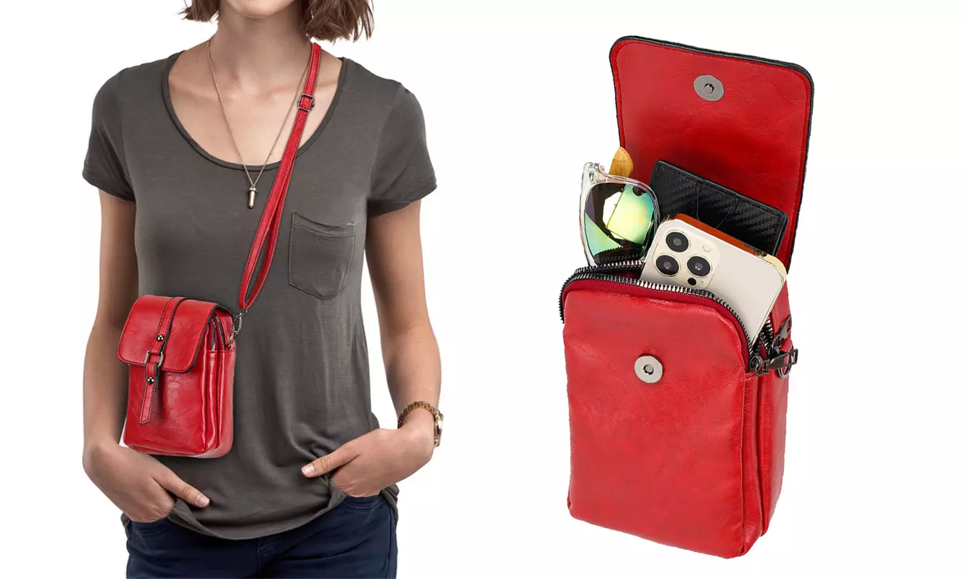 ItBelongs2U Women's Vintage Leather PU Shoulder Crossbody Phone Bag